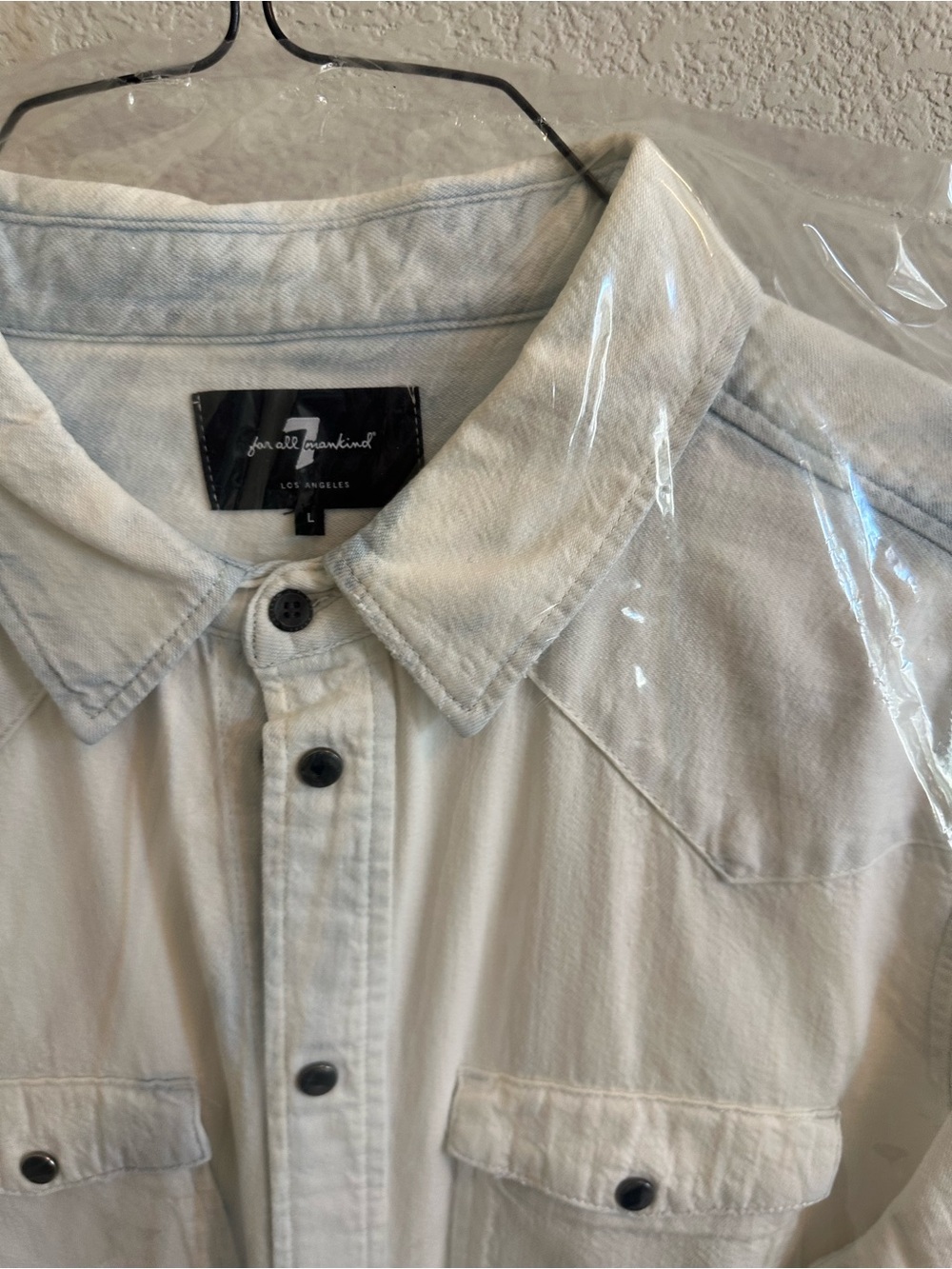 7 For All Mankind Men's Off-White Button-Up Shirt Jacket